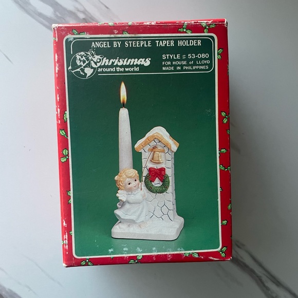 Vintage Christmas Angel steeple taper candle holder - Picture 1 of 6